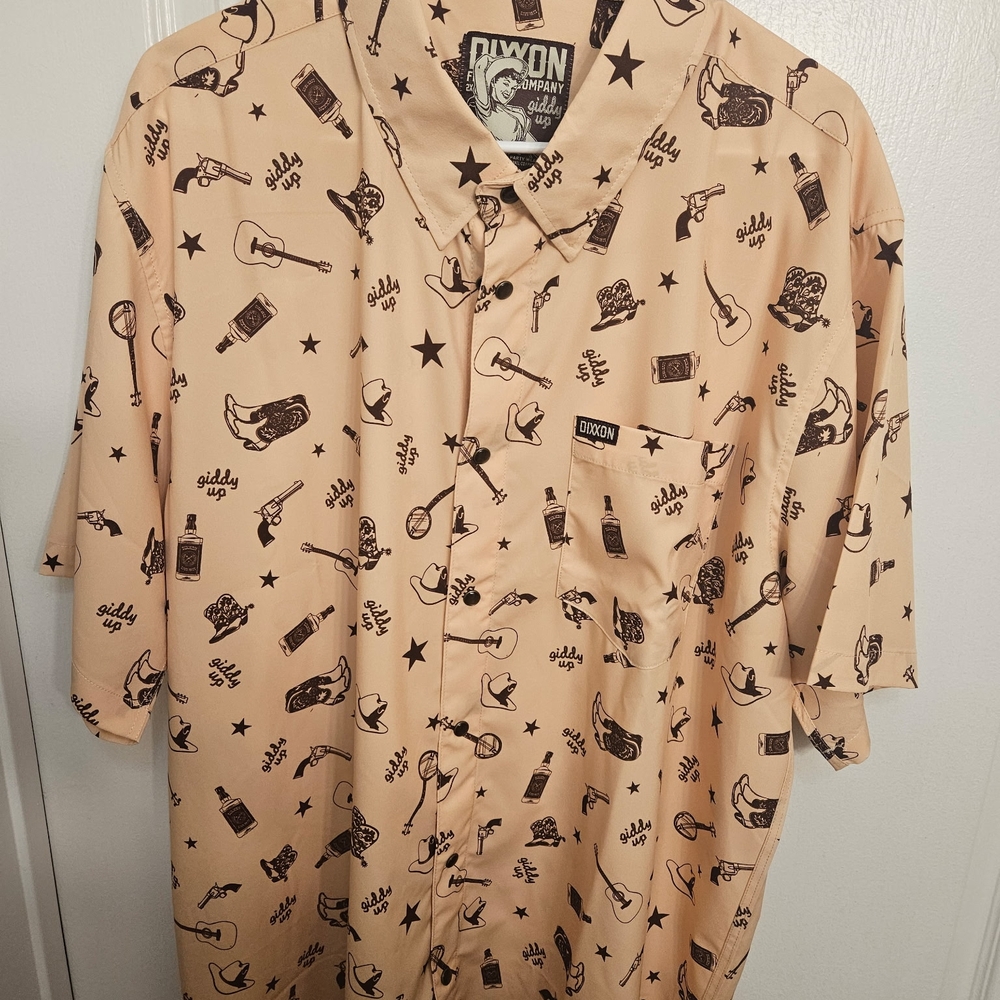 DIXXON Men's Beige Graphic Shirt